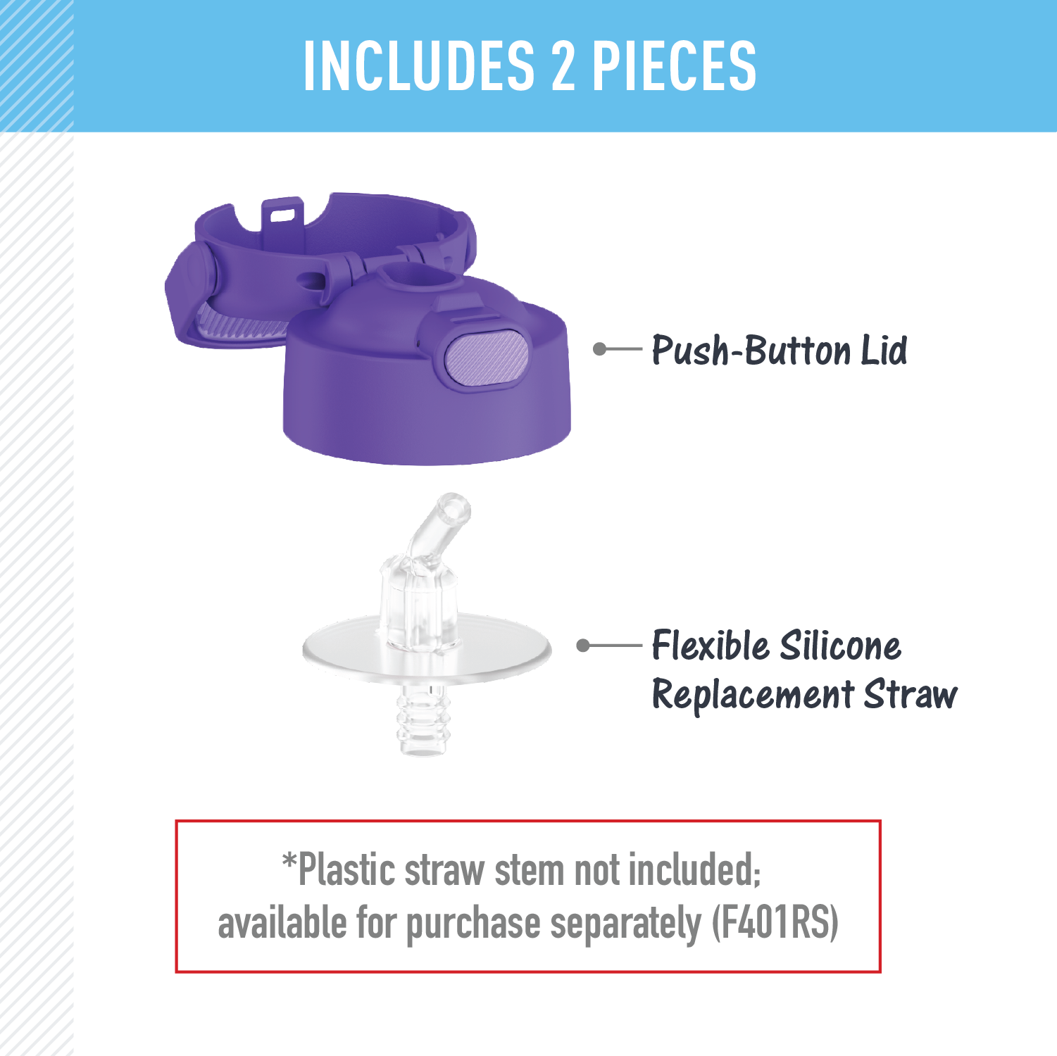 FUNTAINER? WATER BOTTLE - REPLACEMENT STRAW LID - Image 28