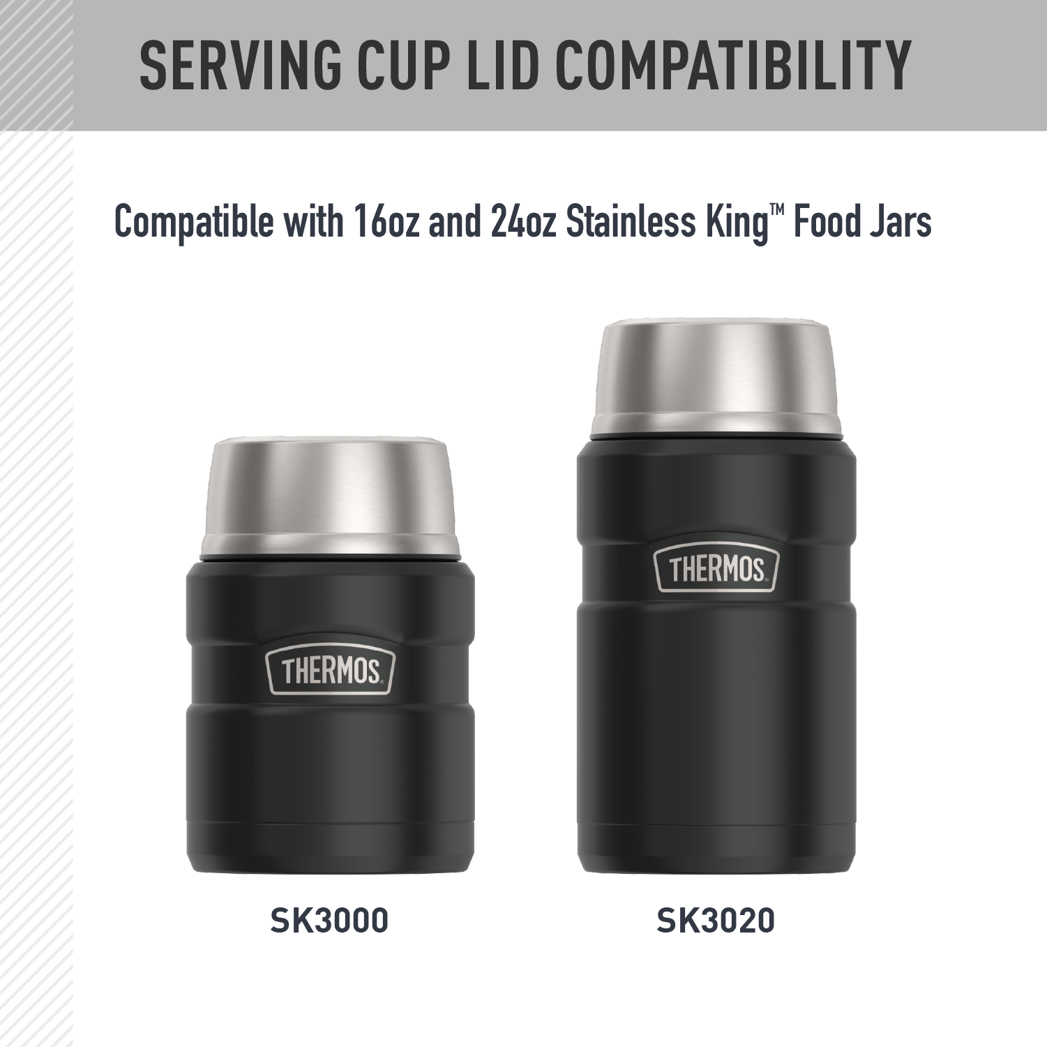16oz + 24oz STAINLESS KING? FOOD JAR - REPLACEMENT SERVING CUP LID - Image 3