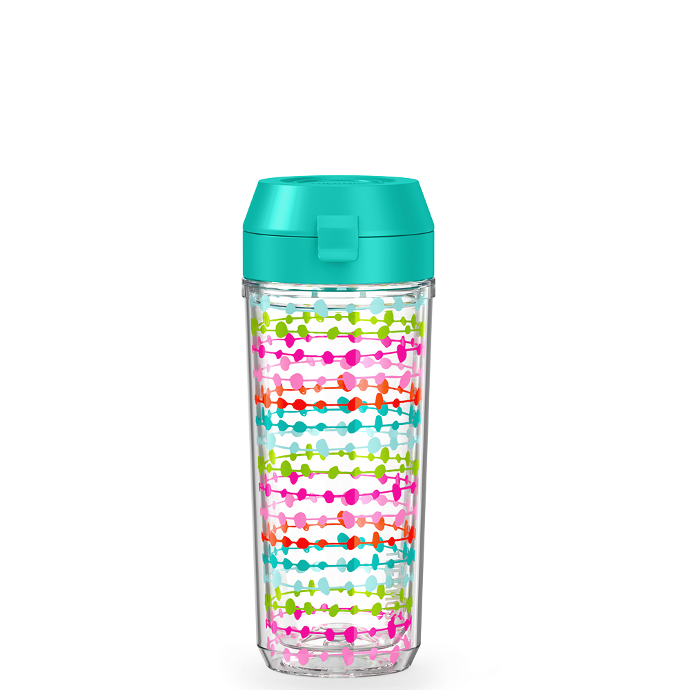 18oz DOUBLE WALL WATER BOTTLE MULTI COLORED ROWS