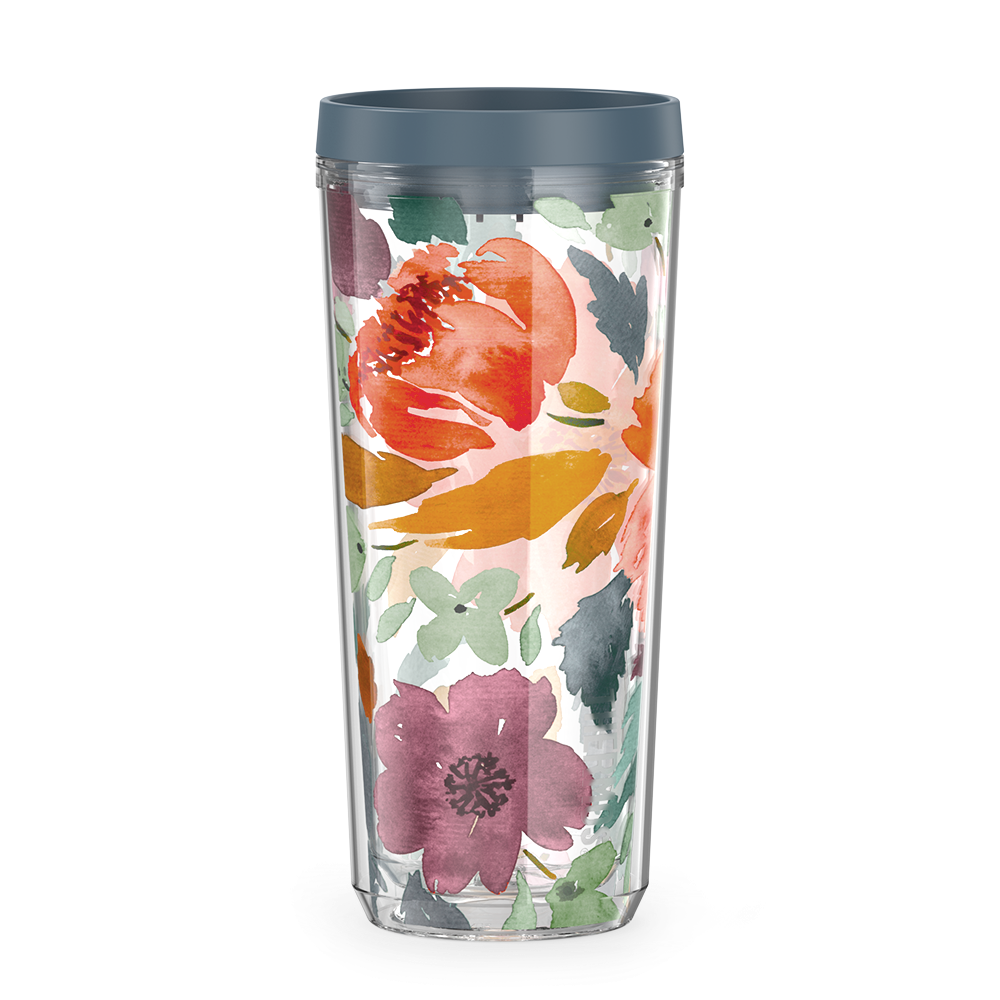 24oz DOUBLE WALL TUMBLER WATERCOLOR FLORAL - Image 2